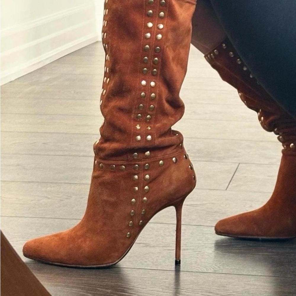 Vintage studded suede boots